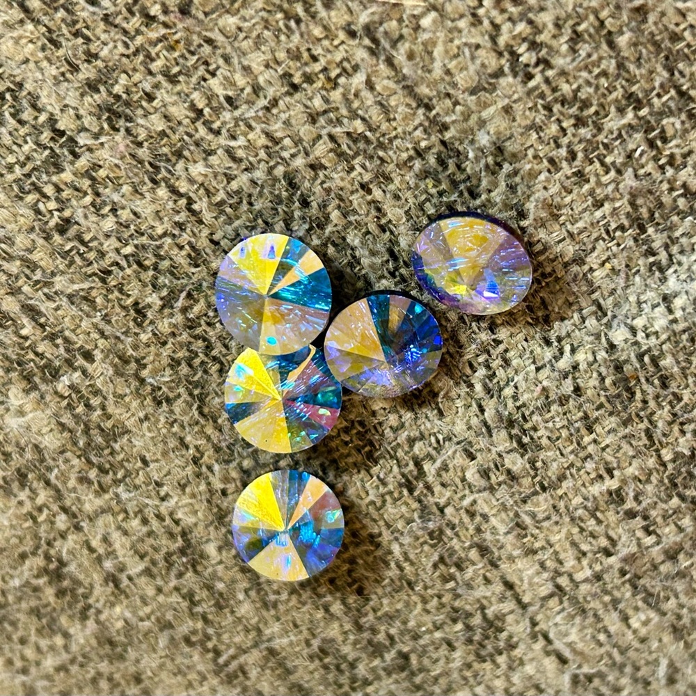 5 Sew-On Bead Button Swarovski Crystal AB  iridescent  shimmer 10mm 18 Gauge